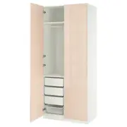 PAX / FARDAL wardrobe combination, white/high-gloss light orange, 100x60x236 cm