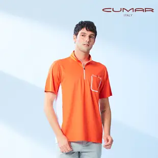 【CUMAR】男裝短袖立領拉鏈POLO衫 178221-68紅色