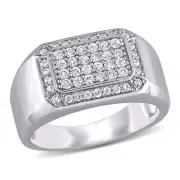 Amour Sterling Silver Men's 5/8 CT TGW White Sapphire Square Ring