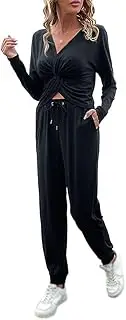 LNYHLXS Women's Autumn Long Sleeve Set Casual Kink Draw Rope Hoodie Two-Piece Sets(M Code)