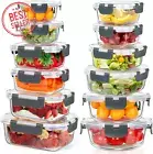 12 Pack Glass Food Storage Containers with Lids, Airtight Meal Prep, BPA-Free