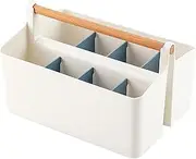 KAIGITE Large Portable Plastic Caddy with Handle, Adjustable Dividers Basket Storage Organizer Bin for Makeup, Art Supplies, Crafts, Stationery (Medium Sized)