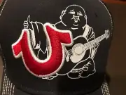 True Religion Snapback Hat Mesh Cap Black Trucker Horseshoe Buddha Logo Snapback