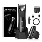 Groin Body Hair Trimmer Dual Head Skin Safe Trimmer Foil Blades Waterproof Wet Dry Groomer USB-C Rechargeable Ball Shaver