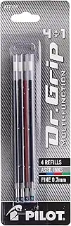 [Pilot] Dr. Grip 4+1 Multi-Function Ballpoint Ink Refills, Fine Point, Black/Red/Blue/Green Inks, 4-Pack (77154)
