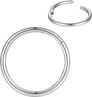 [FOLLOWMOON] 316L Surgical Steel Nose Rings Hoop Septum Clicker Hinged Segment Ring Lip Ear Piercing Earrings for Cartilage Helix Tragus Conch Rook 20g 18g 16g 14g 12g 10g 8g,Inner Diameter 5mm to 22mm