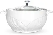 Ceramic Soup Tureen with Glass Lid,White Porcelain Porcelain Serving Tureen Soup Decoration Cute Ceramic Covered Tureens for Soup