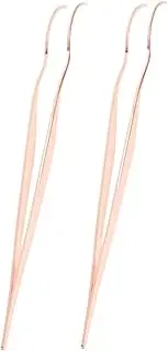 PENIKOKO 2pcs Heated Eyelash Curler Assist Tool Stainless Steel Eyelash Tweezers for Women Makeup Essentials Rose Gold for Lash Extensions and False Lashes Application