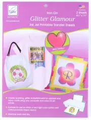 June Tailor Iron-On Glitter Glamour Ink Jet Printable Transfer Sheets 2pc