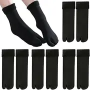 [RAMGLYO] 4 Pairs Flip Flop Socks Elastic Socks Cotton Split Two Toe Socks Non Slip Ankle Socks with Toes for Women Men