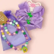 Disney's Tangled Rapunzel Hair Bow Necklace Bracelet Set Handmade