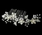 Silver Bridal Comb Pearl and Crystal Bridal Hair Comb Wedding Hair Accessories
