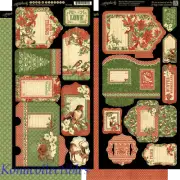 Graphic 45 Winter Wonderland Tags & Pockets New! Christmas, Holidays, Poinsettia
