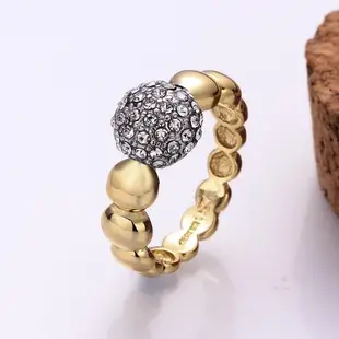 【Aphrodite 愛芙晶鑽】閃耀鑽球造型鑲鑽戒指(黃金色)