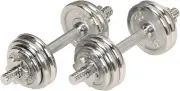 Adjustable 14 and Fitness 33-Pound Dumbbell Chrome Set with Easy Grip Handle