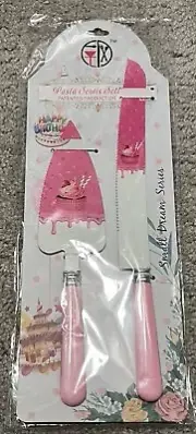 Cake Knife and Server Set Pink/White