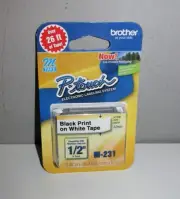 Brother P-touch M-231 1/2" White Label Tape - BRAND NEW UNOPENED
