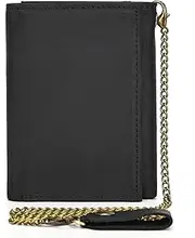 [aolaso] Mens Wallet with Chain, Retro Handmade Genuine Leather Trifold Wallet with Card Slots RFID Blocking Anti-Theft Chain-Black, Brown, Retro