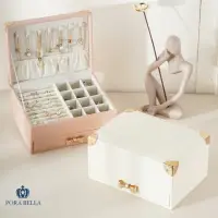 在飛比找momo購物網優惠-【Porabella】大容量金屬蝴蝶結皮革首飾盒 飾品收納盒