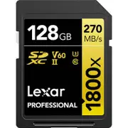 SD Card Lexar Professional 1800x 128GB SDXC UHS-II V60 U3 270MB/s DSLR Cameras