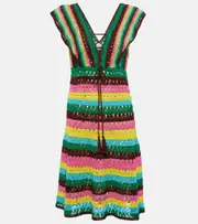 Anna Kosturova Striped crochet cotton minidress