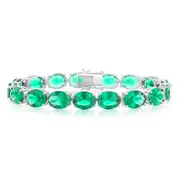 Sterling Silver Created Emerald 18.4cm Tennis Bracelet