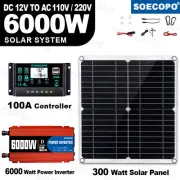 6000W 100A Solar Panel Set Solar Power Inverter Generator Home 110V Grid System
