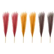 6 Pcs 17 Inch Faux Pampas Grass Artificial Boho Decor Golden/Wine Red/Dark Brown