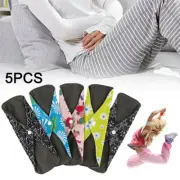 5PCS REUSABLE SANITARY PADS TOWELS FREE WET BAG BAMBOO CLOTH WASHABLE MENSTRUAL