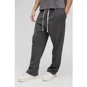 Mens Charcoal Loose Fit Drop Crotch Loopback Jogger