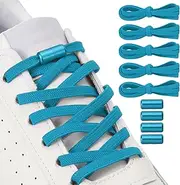 [uxcell] No Tie Shoelaces Tieless Elastic Shoe Laces, 39" with 4 Metal Locks Buckles Fit for Adults Sneakers Canvas Shoes (5Pcs, Light Blue)