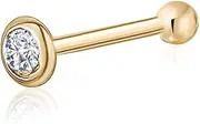 [Massete] 14k Gold Nose Ring Stud Piercing Ball or Gem Cubic CZ