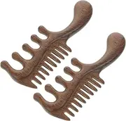 Outanaya 2pcs Wooden Scalp Massage Tool Dual Function Brush for Acupressure and Relaxation Lightweight Wide Tooth Comb for Scalp Health and Wellbeing
