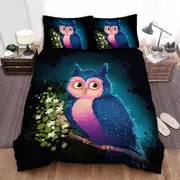 v4823 Bed Sheets The Blue Owl Cartoon Duvet Cover Set Bedspread Pillowcase Bed Sheets IU4823