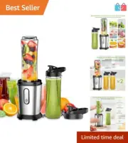 Mini Smoothie Blender with 4 Stainless Steel Blades & Easy-Clean Removable Parts