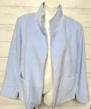 NWT Chico's Light Blue Felted Soft Blazer Jacket Size 2 Large Open Front