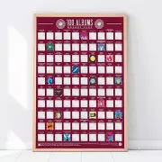 Gift Republic GR630002 100 Albums Scratch Off Bucket List Poster, Red, 42 x 59.4
