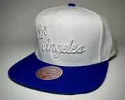 Mitchell & Ness Snapback Hat NBA Los Angeles Lakers Whiteout HWC Blanc Bleu Roya