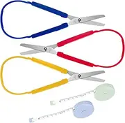 Pack of 3 Loop Scissors, Children's Scissors, Craft Scissors, Easi-Grip Scissors with Spring Loop for Children Adults, Left-Handed Right-Handed Therapy Scissors, with 2 Tape Measure