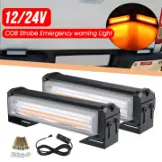 2X COB Led Front Grille Emergency Warning Strobe Flashing Amber Light Lamp Bar