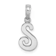 14K White Gold 14Kw Script Letter S Initial Pendant