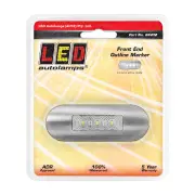 LED Autolamps White Front End Outline Marker Clear Lens Brushed Bezel Blister