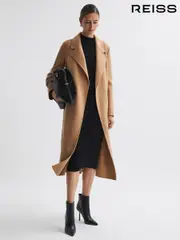 Reiss Camel Emile Petite Wool Belted Blindseam Coat (247424) | $710