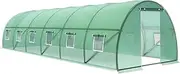 Green Fingers Mini Greenhouse, Steel Frame Tunnel Green House Garden Shed Tent Gardening Supplies Plant Stand Storage, 900 x 300 x 200cm with PE Cover, Roll-up Zipper Doors, Plants Shelves