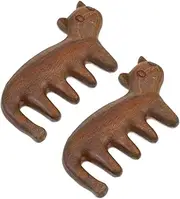 FOMIYES 2pcs Cute Cat Wooden Scalp Massage Comb Mini Static Hair Tool for Dandruff Removal Portable Design for Travel Office Promotes Circulation Reduces Static