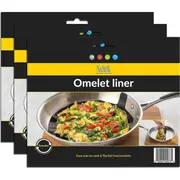 3x Nostik Reusable 24cm Round Non-Stick Omelet Liner Cooking Mat Sheet Pad Black