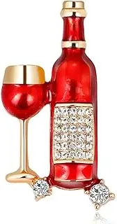 [BBirtyQV] Creative Red Wine Glasses Wine Bottle Brooches Men's And Women's Alloy Drip Oil Brooches Jewelry Badges, Metal Zinc Acrylic, Metal Zinc Acrylic