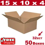 50- 15x10x4 Cardboard Boxes Mailing Packing Shipping Box 32ECT Corrugated Carton