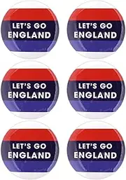 Let’s Go England Soccer Buttons, English Sports Fan Pins, Watch Party Essentials, 2.25 Inches (Pack of 6), 2.25", Plastic, no gemstone