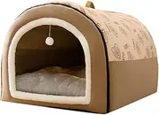 Cozy Indoor Dog Tent with Soft Nest for Cats and Dogs, 2 in 1 Bed, Brown XXL